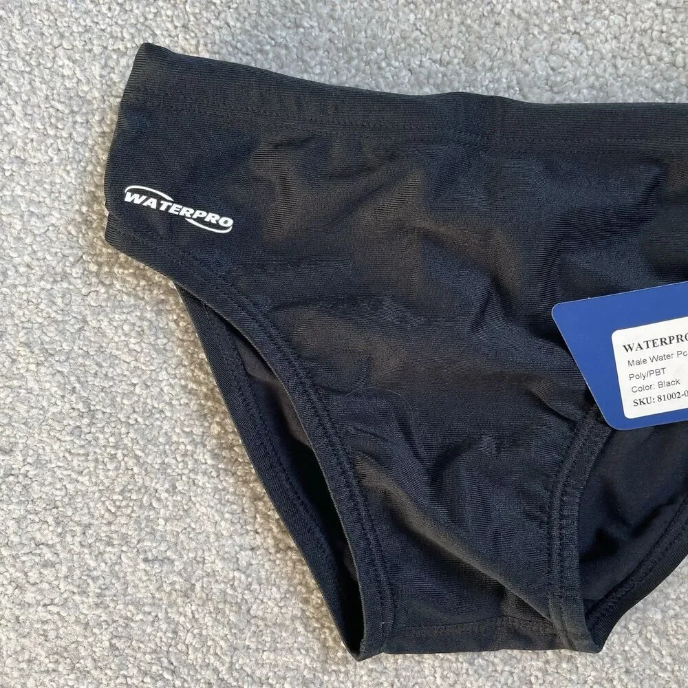 Waterpro Swim Male Water Polo Brief Swimwear Black Men's Size 26 NEW